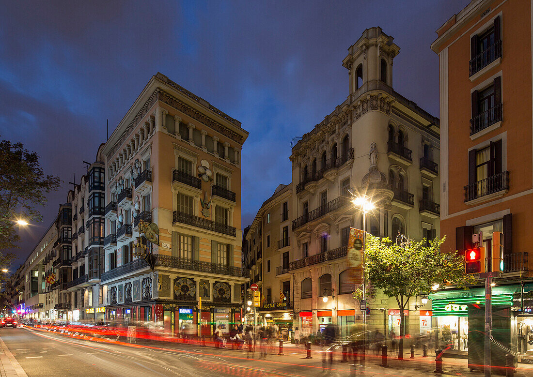 La Rambla am Abend, Barcelona, Spanien