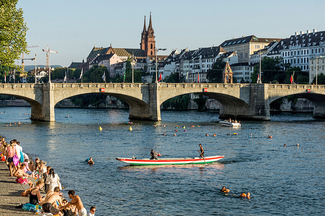 Rhine River in Summer, Basel, Switzerland