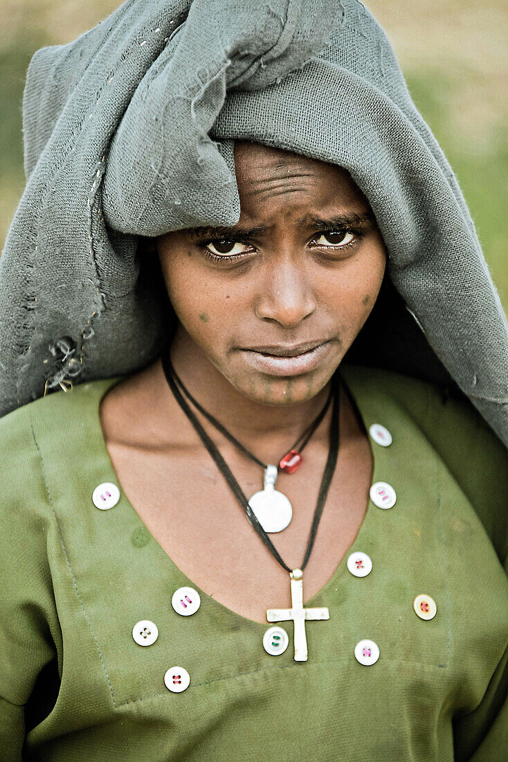 Junge Frau, Hochland von Abessinien im Norden Äthiopiens, Afrika