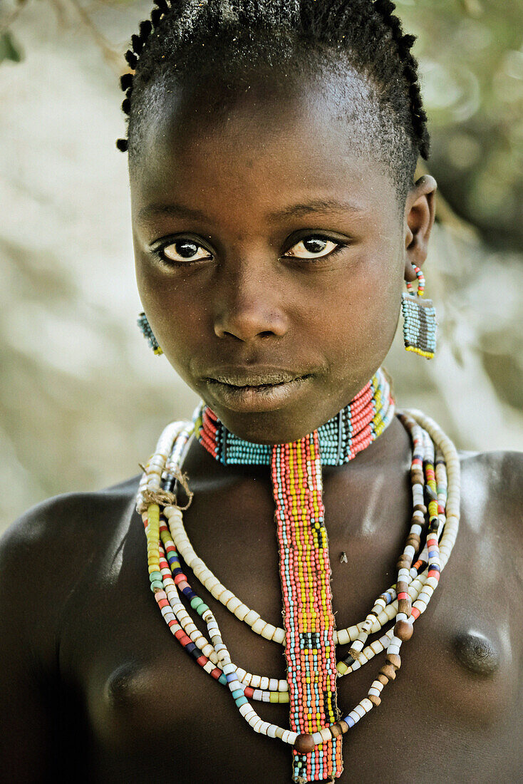 Mädchen der Benna Volksgruppe, Omo Tal, Südäthiopien, Afrika
