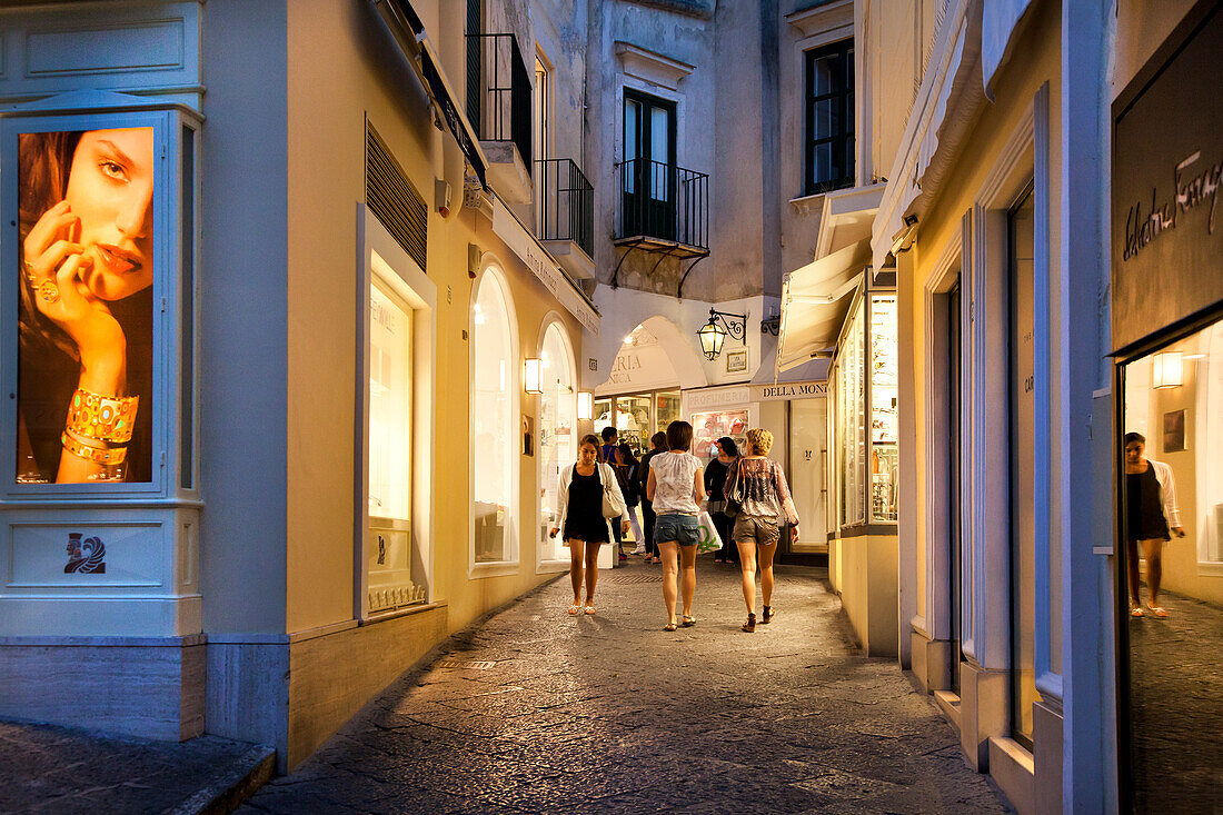 Einkaufsstraße, Capri Stadt, Capri, Kampanien, Italien