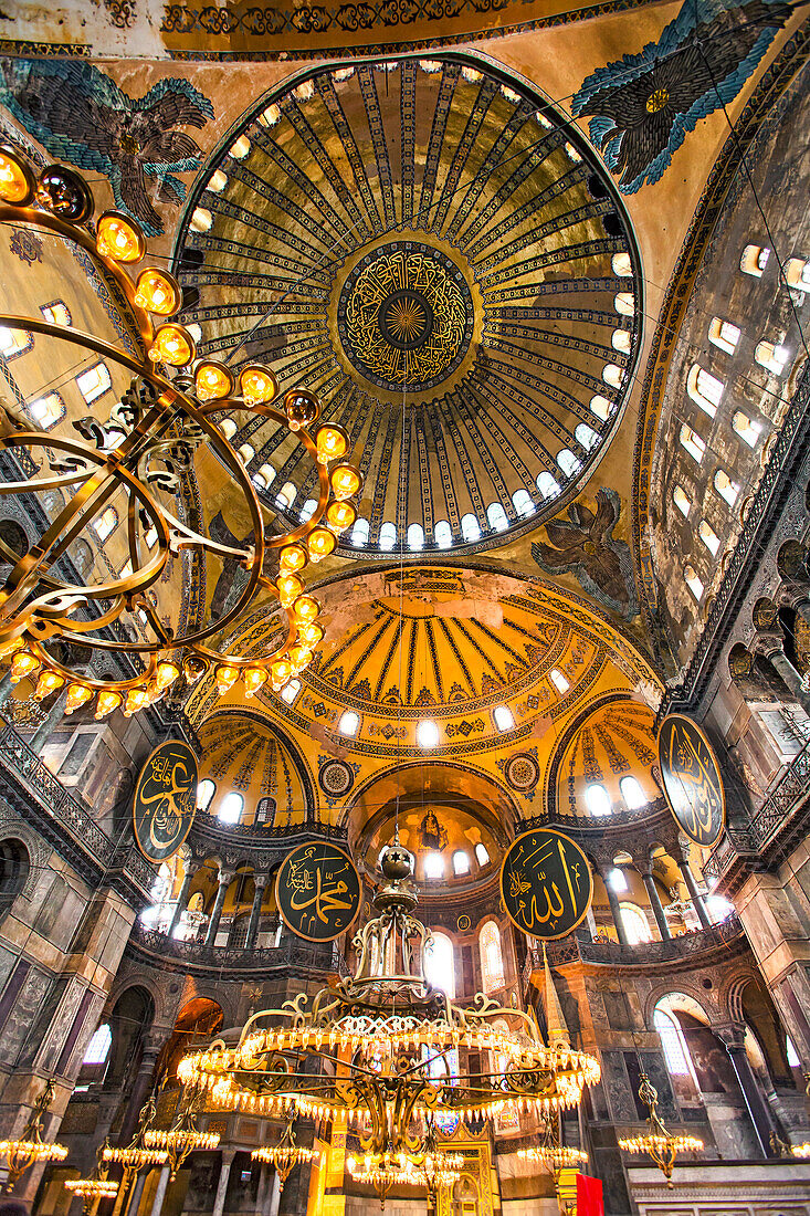 Interior view of the ceiling, Hagia Sophia, Istanbul, Turkey