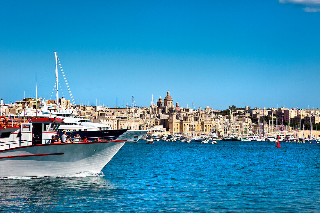 Blick von Valletta auf die Three Cities, Valletta, Malta