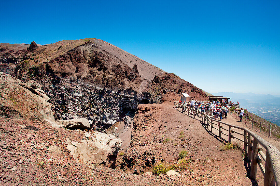 View in the crater of Vesuvius, Naples, Bay of Naples, Campania, Italy