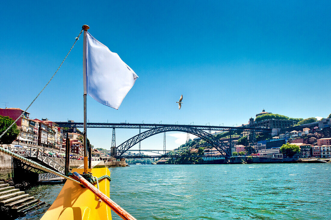 Bridge over Duoro River, Ponte Dom Luis and old town of Ribeira, Porto, Portugal