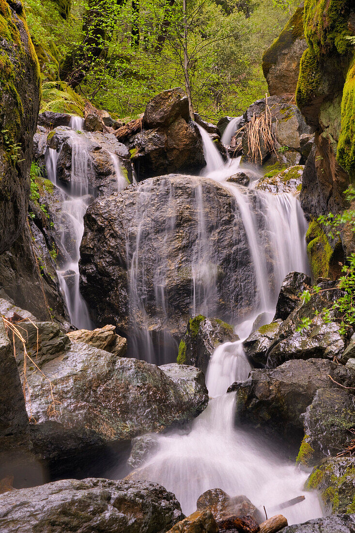 A blurred picture of a waterfall in the American River canyon in California, American River Canyon, CA, USA