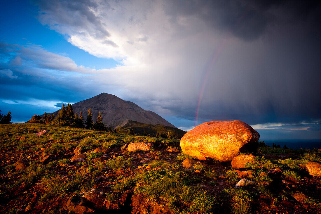 Rock, rainbow and mountain. Colorado, United States Colorado, United States