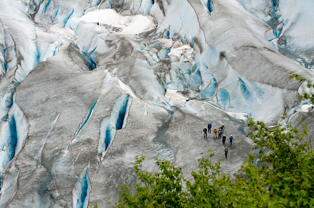 A group of people hikes on Exit Glacier in Seward, Alaska Seward, Alaska, USA