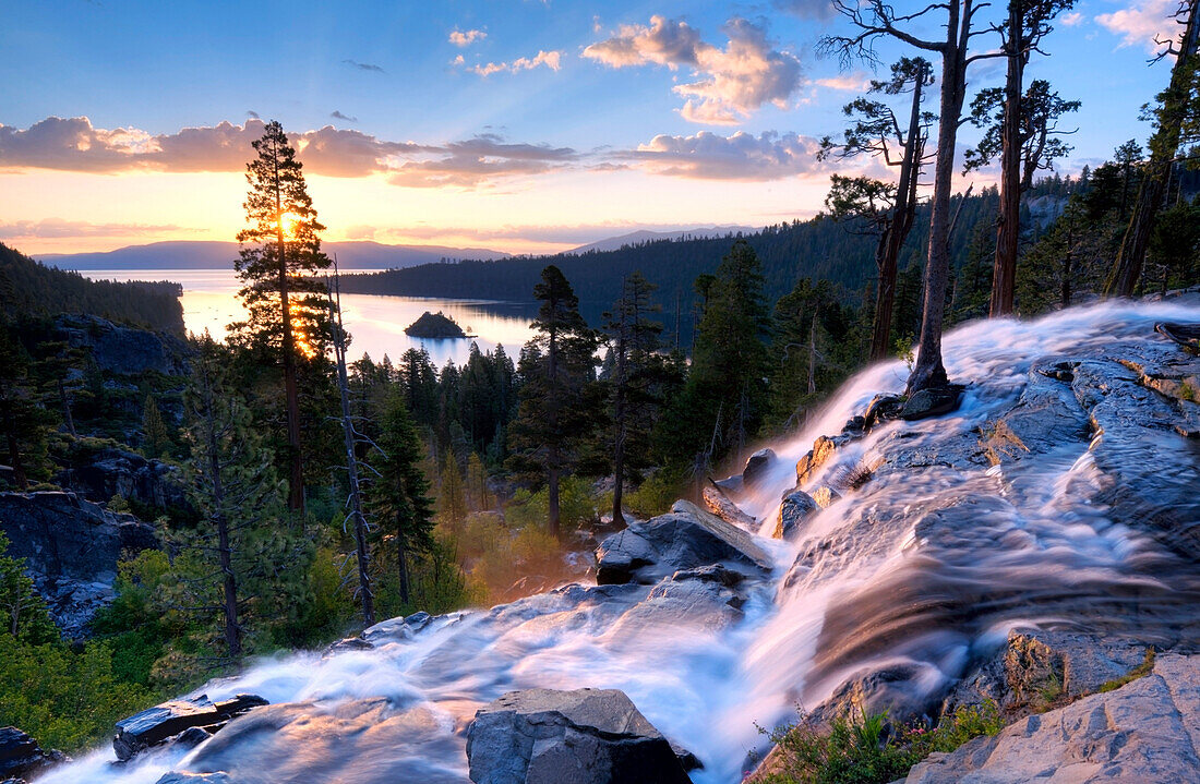 A beautiful sunrise at Eagle Falls at Emerald Bay in Lake Tahoe, California Lake Tahoe, California, USA