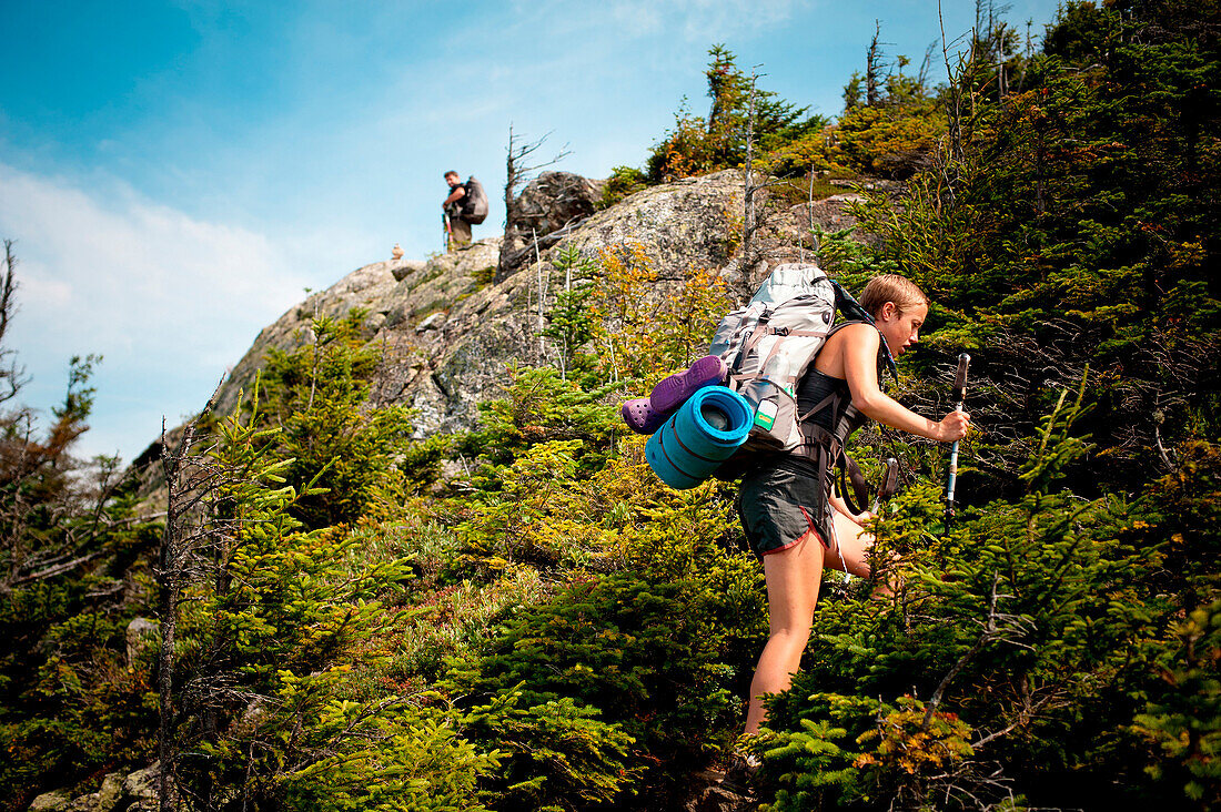 A female hiker on the Appalachian Trail USA