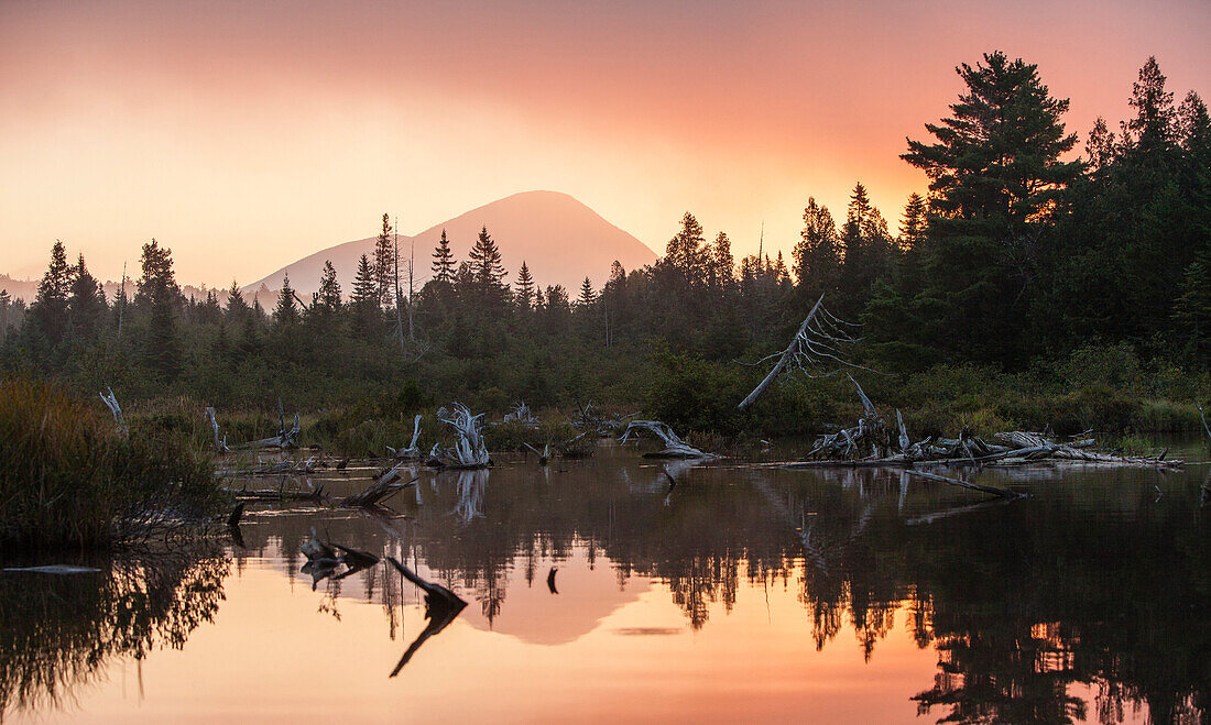 Sunrise over Big Spencer Mountain in northern Maine., Maine, USA