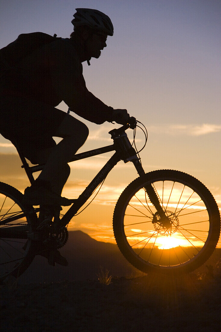 Mountain biking at sunset in California Donner Summit, California, United States