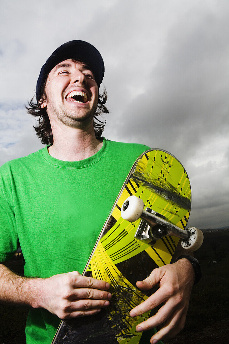 Portrait of a skateboarder laughing Carlsbad, California, United States