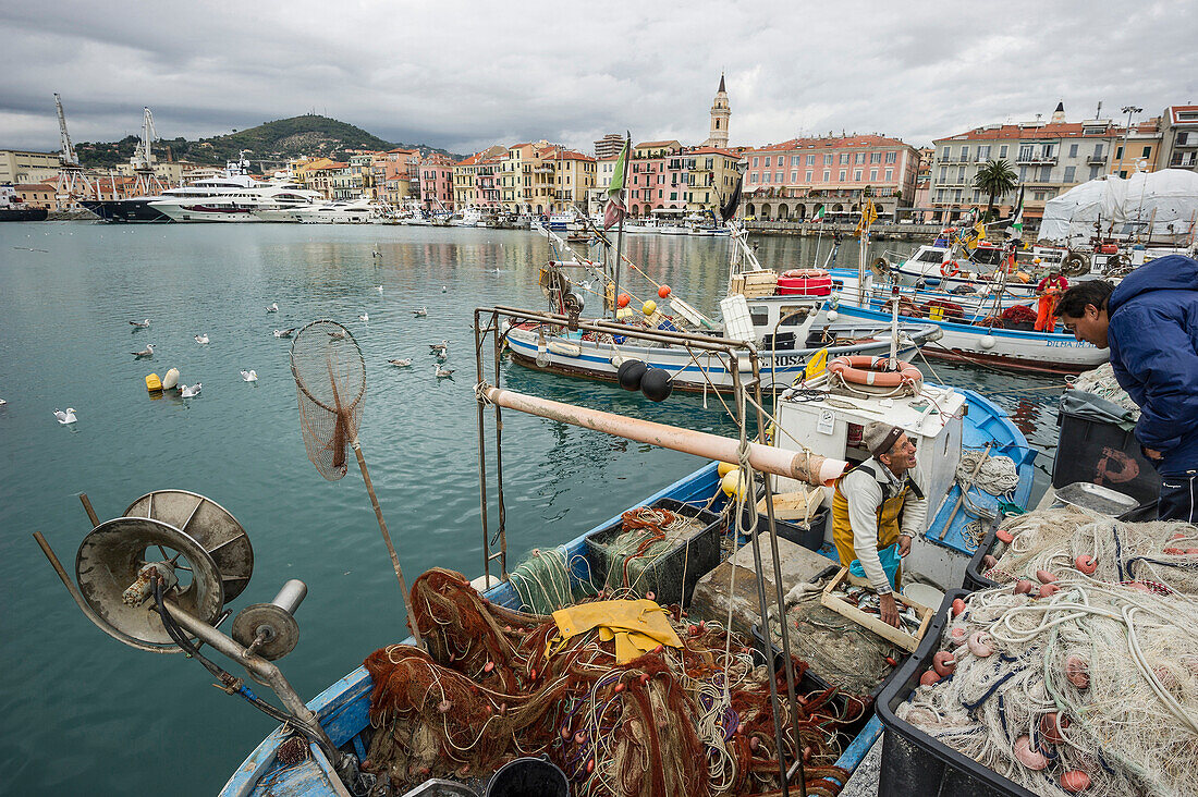 Fishing boats, Porto Maurizio, Imperia, Province of Imperia, Liguria, Italy