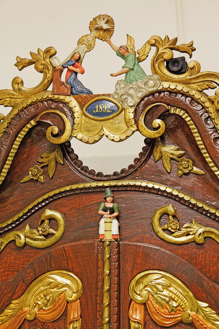 Old carved wardrobe in Heimatmuseum, the museum of local history, Tegernsee, Upper Bavaria, Bavaria, Germany