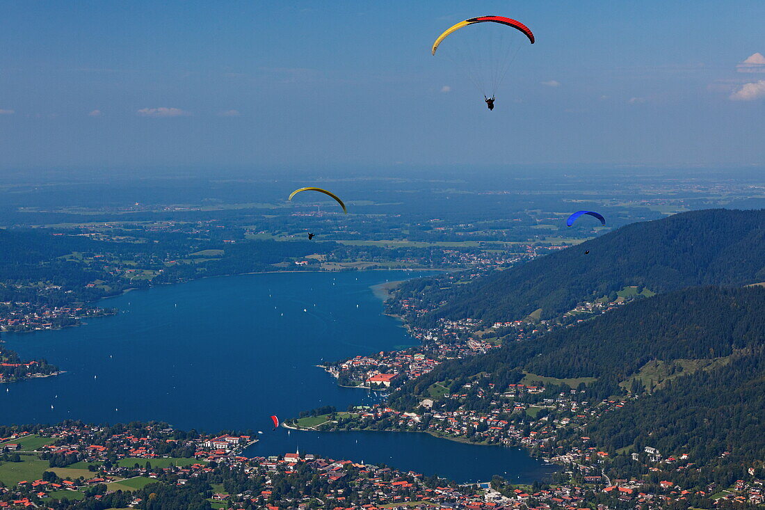 Paragliding from Wallberg, Rottach-Egern, Tegernsee, Upper Bavaria, Bavaria, Germany