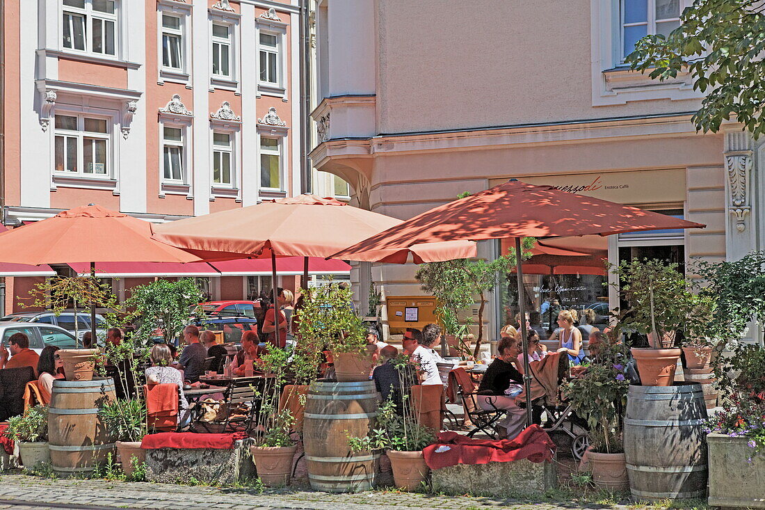 Terasse, Mezzodi Vinothek, Haidhausen, München, Oberbayern, Bayern, Deutschland