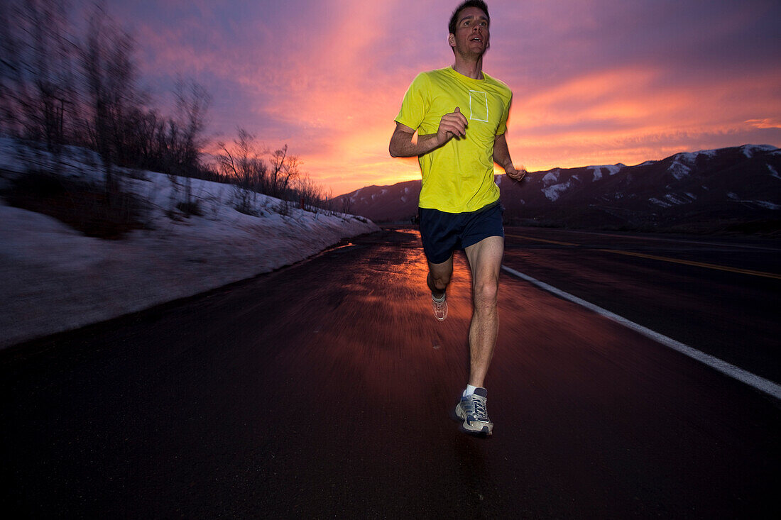 A man runs near Salt Lake City, Utah Salt Lake City, Utah, USA