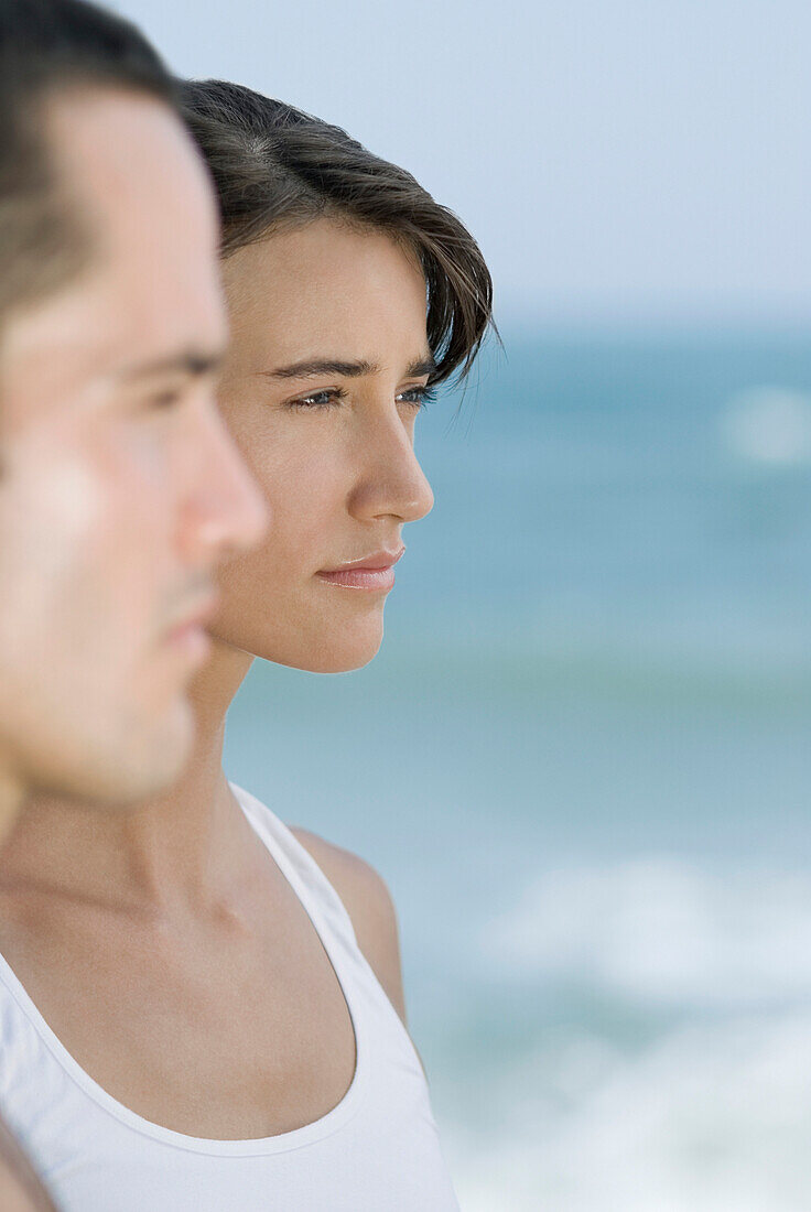 Serious couple near ocean, Care, Venezuela