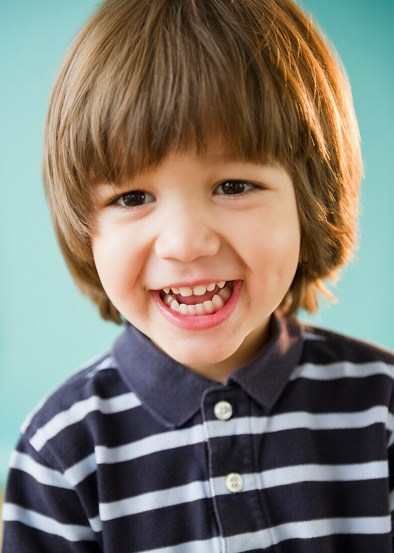 Grinning Hispanic boy, Jersey City, New Jersey, USA