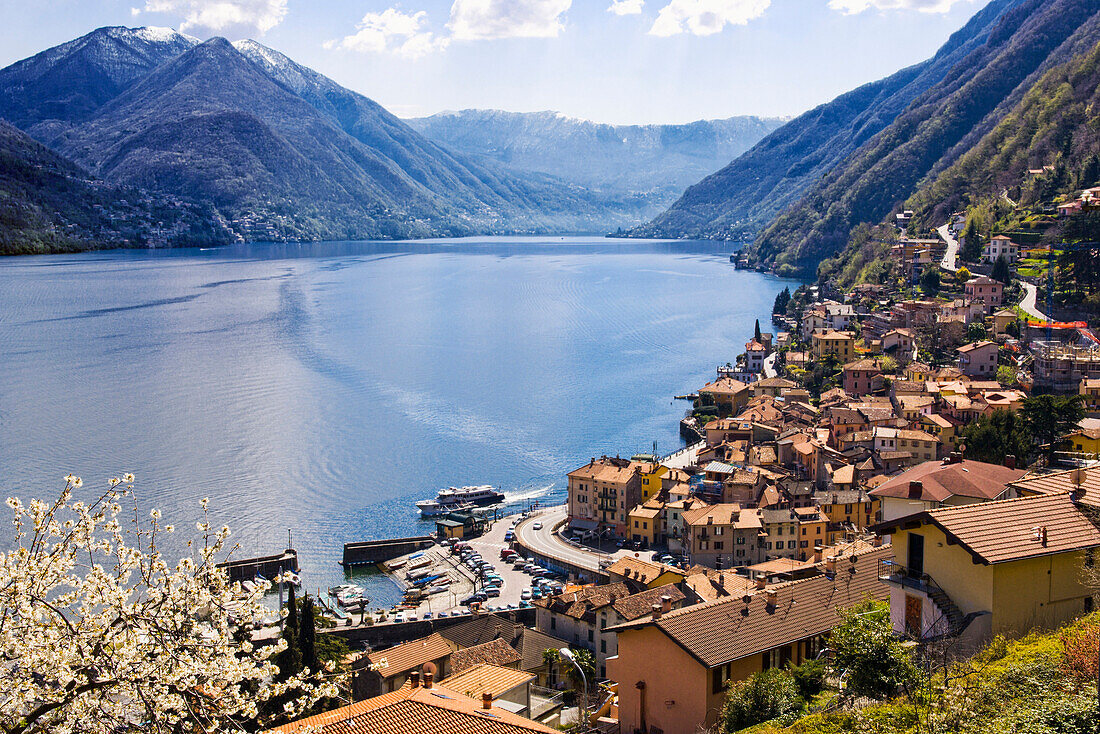 Quaint village on remote lake, Argegno, Como, Italy