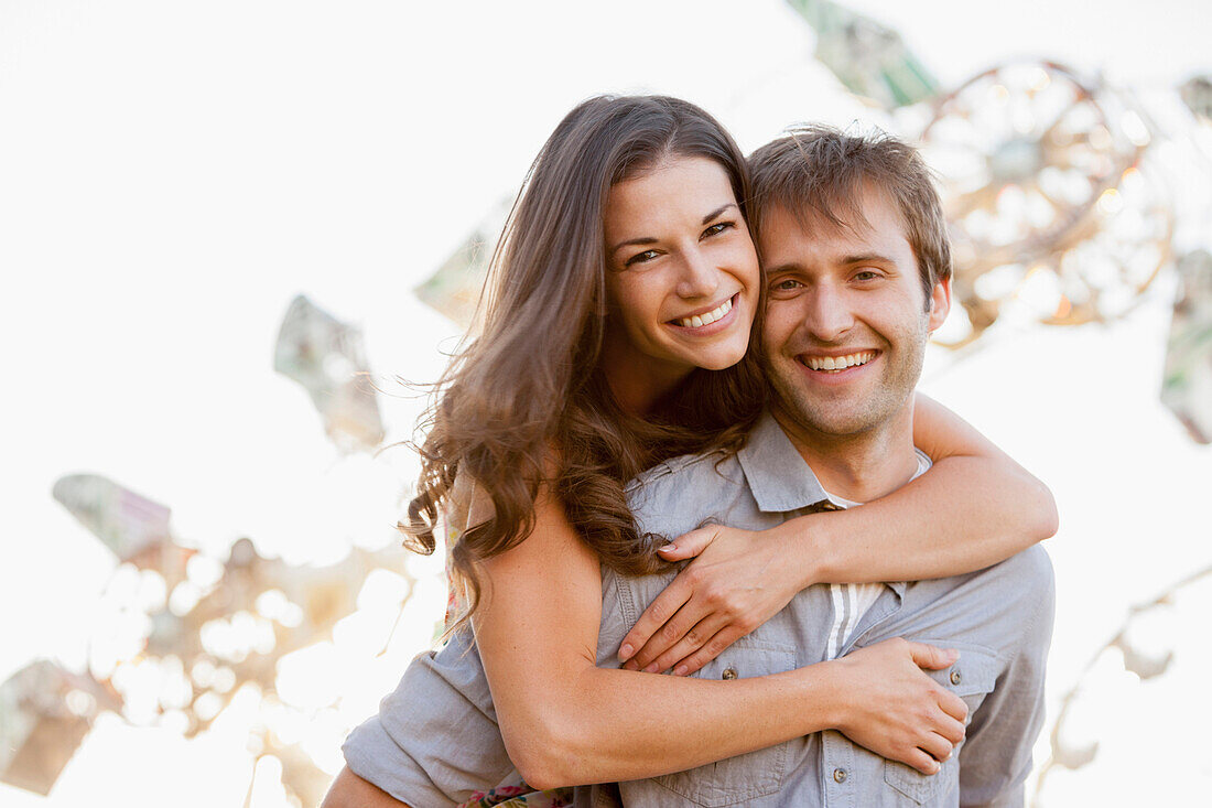 Caucasian couple enjoying carnival, Salt Lake City, Utah, USA