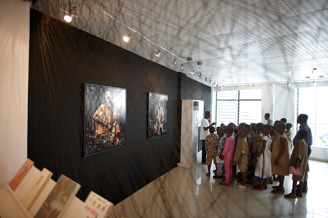 School class visiting a photo exibition, African Contemporary Art, Foundation Zinsou, Cotonou, Littoral Department, Benin