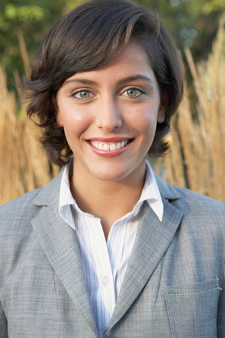 Portrait of Hispanic businesswoman outdoors, Vancouver, Canada