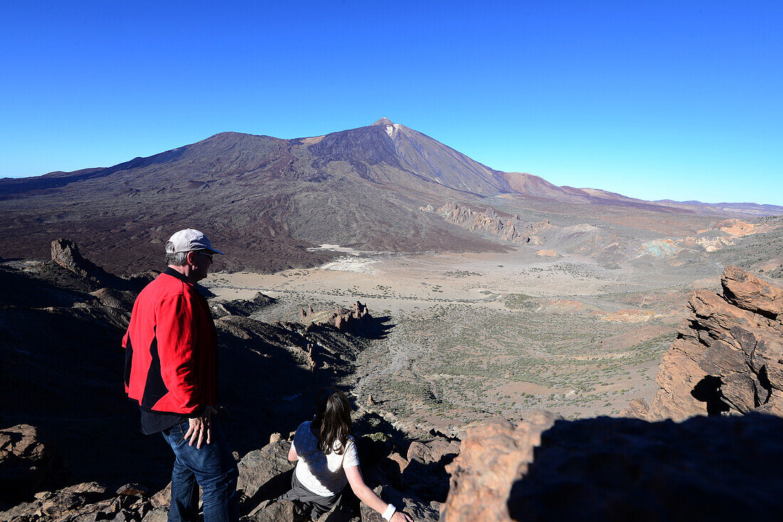 View from Guajara over the Canadas to Mount Teide, Teide National Parc, Tenerife, Canary Islands, Spain