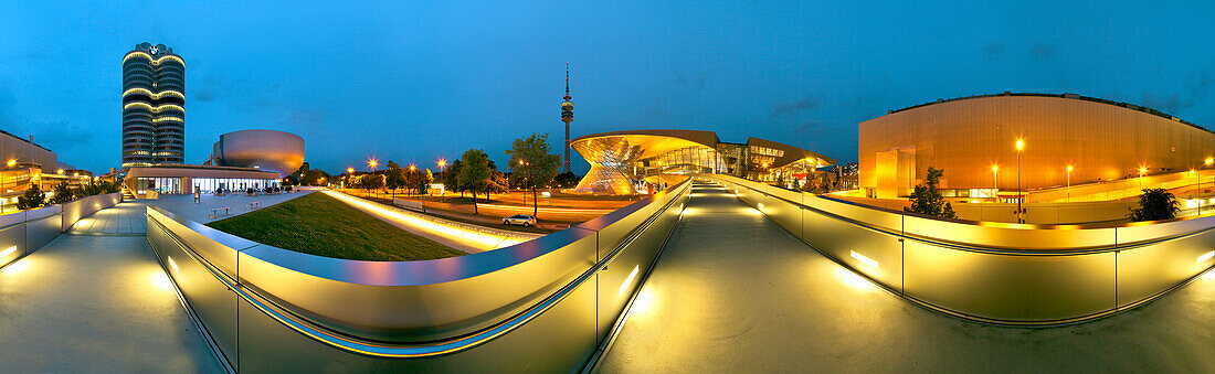 BMW World at night, Munich, Upper Bavaria, Bavaria, Germany