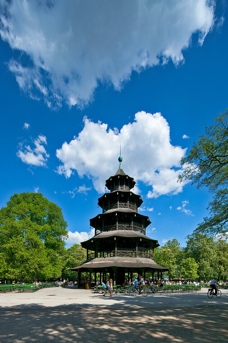Chinese Tower in the English Garden, Englischer Garten, Munich, Upper Bavaria, Bavaria, Germany
