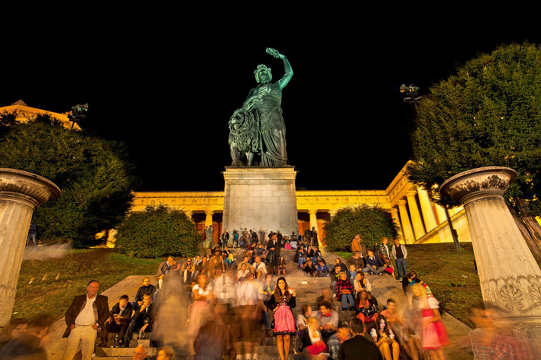 Bavaria statue with Hall of Fame, Ruhmeshalle, Oktoberfest, Munich, Upper Bavaria, Bavaria, Germany