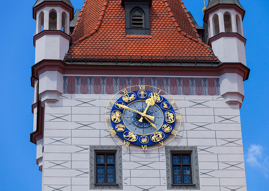 Clock on the old town hall, Munich, Upper Bavaria, Bavaria, Germany