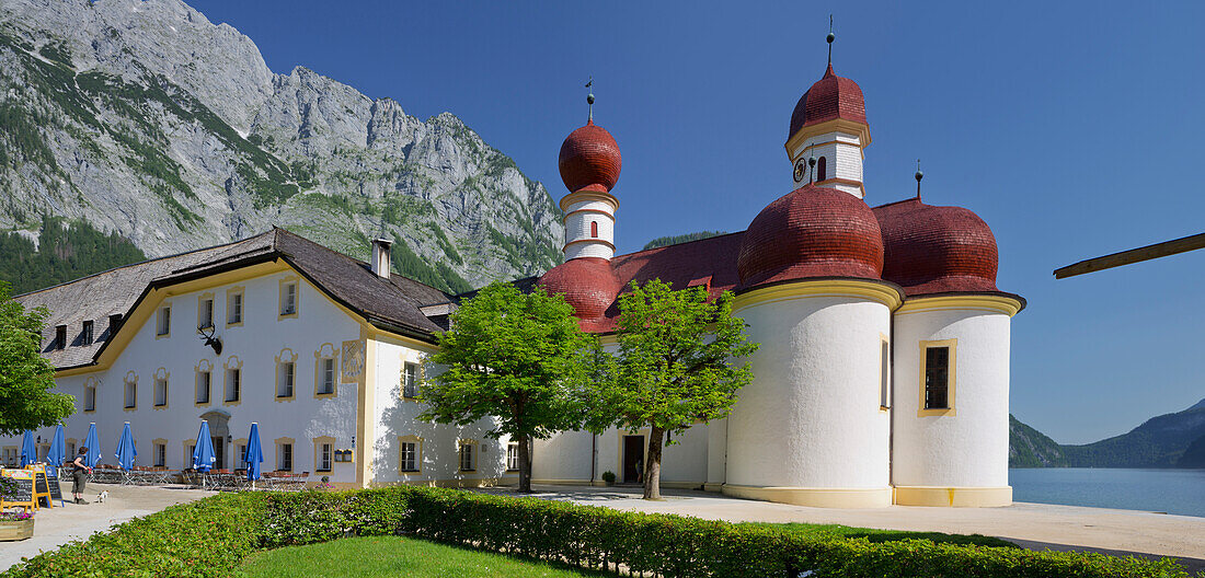 St. Bartholomae, Lake Koenigssee, Berchtesgaden National Park, Berchtesgadener Land, Bavaria, Germany