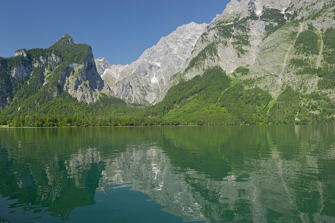 East face of Watzmann, Lake Koenigssee, Berchtesgaden National Park, Berchtesgadener Land, Bavaria, Germany
