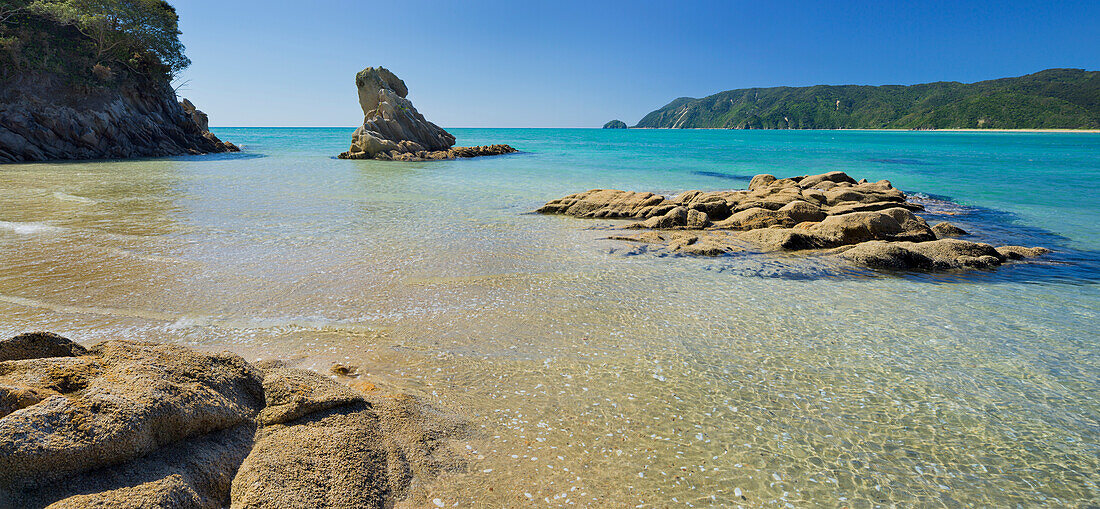 Beach and rocks at Wainui Bay, Tasman, South Island, New Zealand