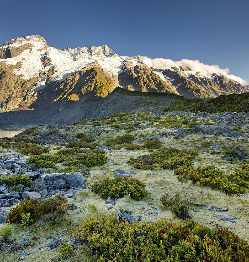 Mount Sefton, Hooker River, Mount Cook National park, Canterbury, South Island, New Zealand