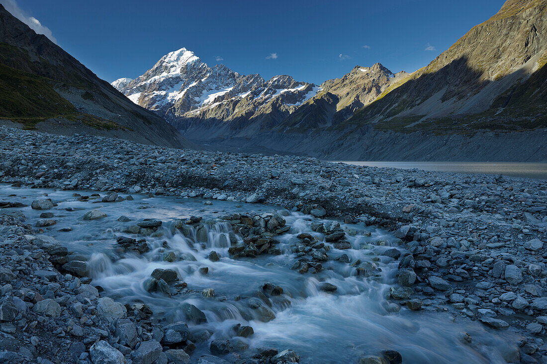 Aoraki, Hooker River, Mount Cook Nationalpark, Canterbury, Südinsel, Neuseeland