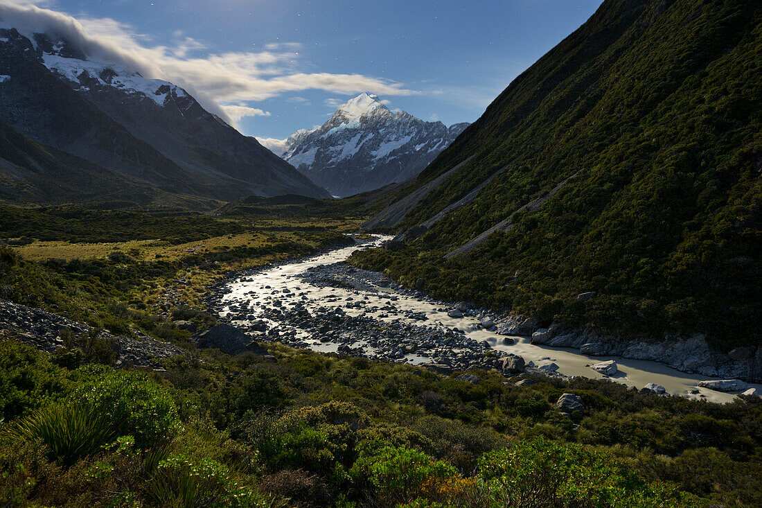 Aoraki, Hooker River, Mount Cook Nationalpark, Canterbury, Südinsel, Neuseeland