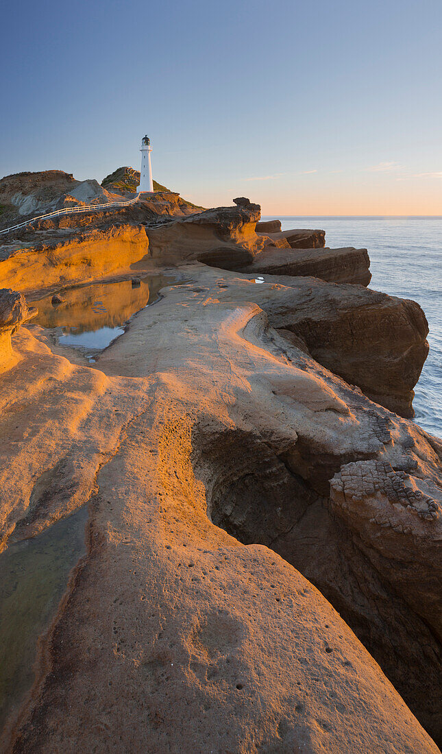 Castle Point lighthouse, Sandstone, Wellington, North Island, New Zealand