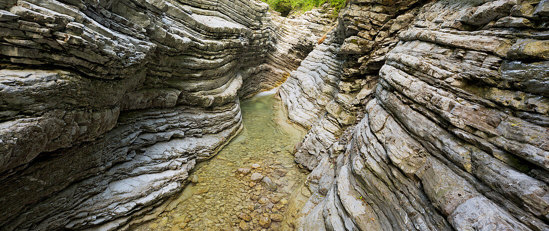 Rock formation at Tauglbach stream, Salzburg, Austria