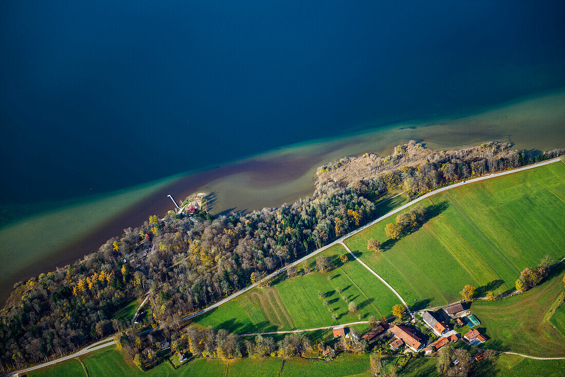 Aerial photo, Starnberger See, Upper Bavaria, Bavaria, Germany