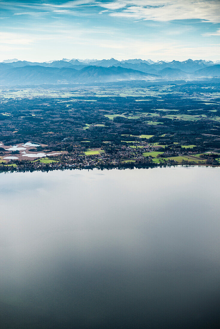 Luftaufnahme, Seeshaupt und Starnberger See, Südufer, Oberbayern, Bayern, Deutschland