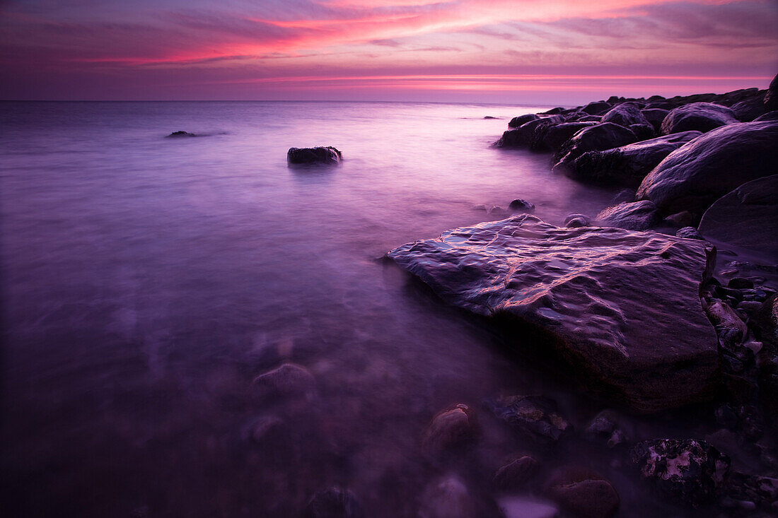 Stones in the morning light, Buelk, Strande, Kiel Fjord, Schleswig-Holstein, Germany