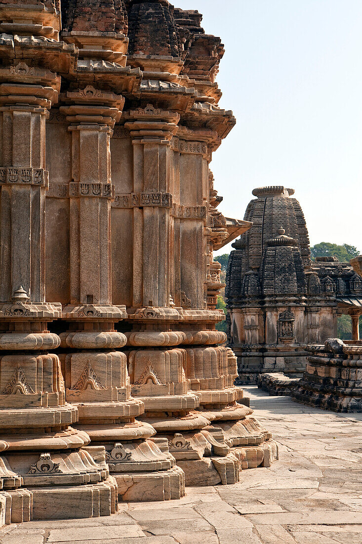 Stone Columns at Sas-Bahu Temple at Eklingji, Udaipur, Rajasthan, India