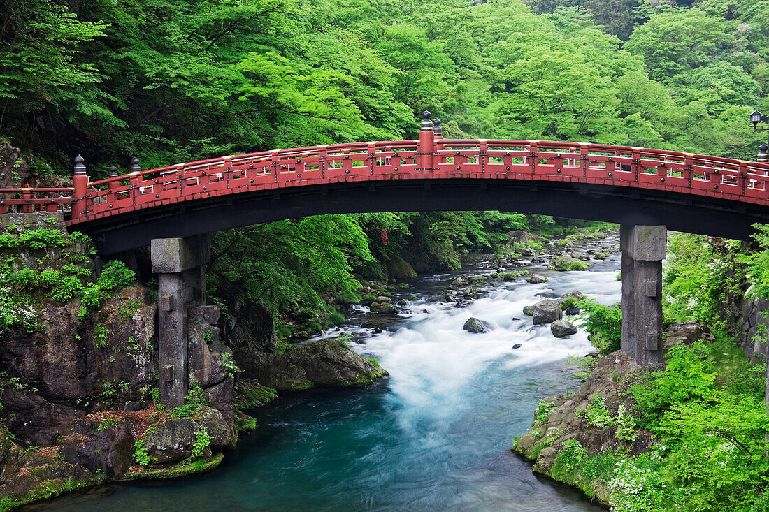 Asian Bridge Crossing a River, Nikko, Japan