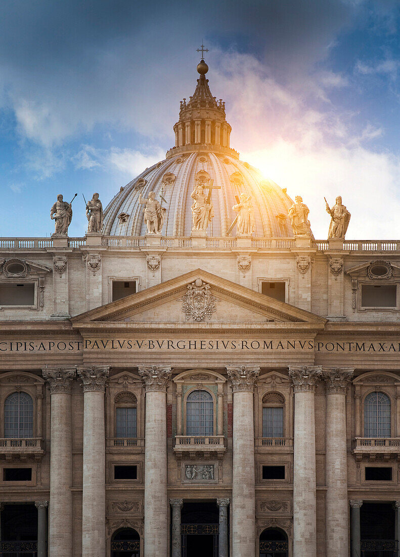 Sun behind columned building, Roma, Vaticano, Italy, Roma, Vaticano, Italy