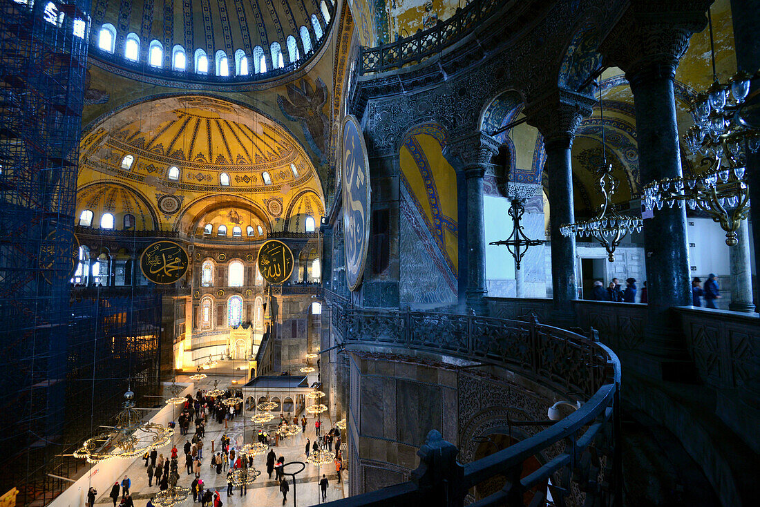 View inside the Hagia Sophia, Istanbul, Turkey
