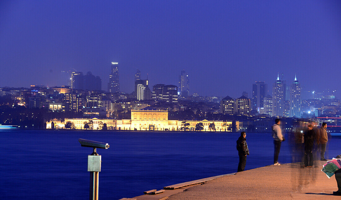 View over the Bosphorus to Dolmabahce Palace, Istanbul, Turkey