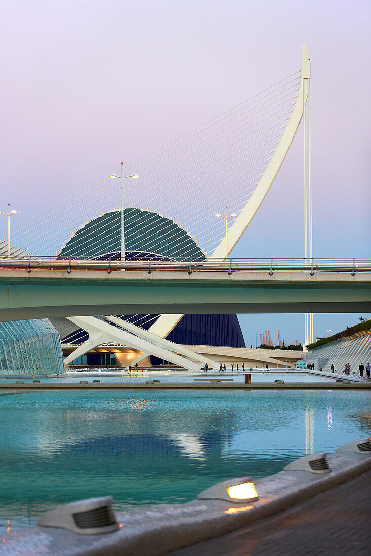 CAC. Architekt Santiago Calatrava, Ciudad de las Artes y de las Ciencias. Stadt der Künste und der Wissenschaften. Valencia. Comunidad Valenciana. Spanien.